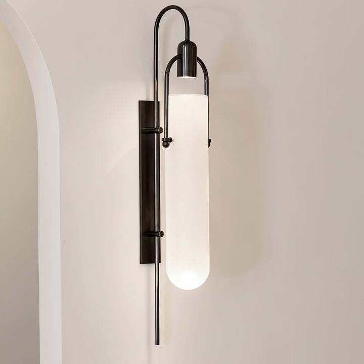 Alessio Minimalism Black Copper Plating Metal Glass Wall Lamp Bedroom Living Room