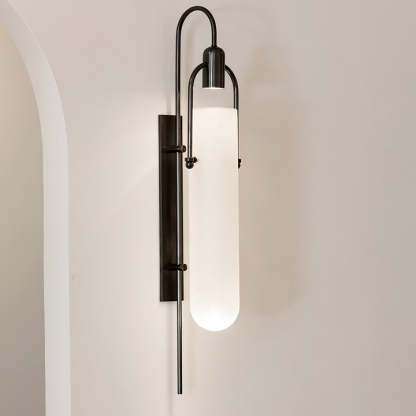 Alessio Minimalism Black Copper Plating Metal Glass Wall Lamp Bedroom Living Room