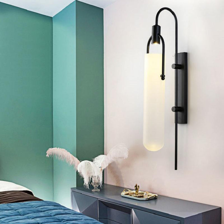 Alessio Minimalism Black Copper Plating Metal Glass Wall Lamp Bedroom Living Room