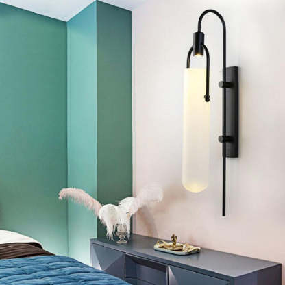 Alessio Minimalism Black Copper Plating Metal Glass Wall Lamp Bedroom Living Room