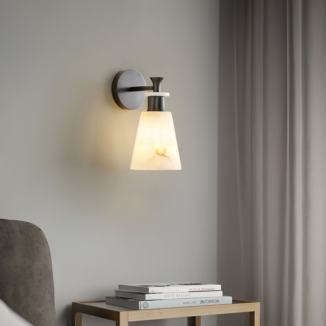 Jade Modern Tapered Alabaster Wall Light Living Room Bedroom