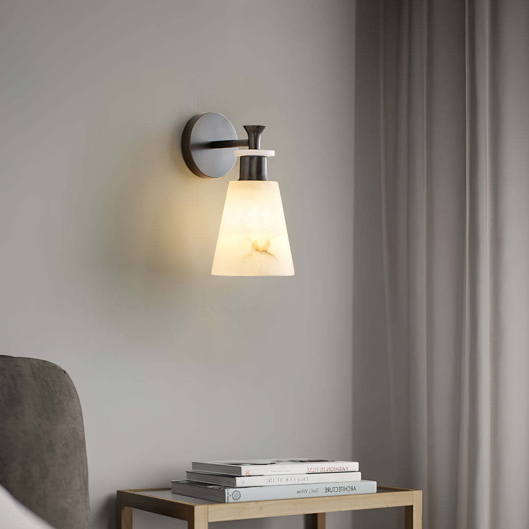 Jade Modern Tapered Alabaster Wall Light Living Room Bedroom