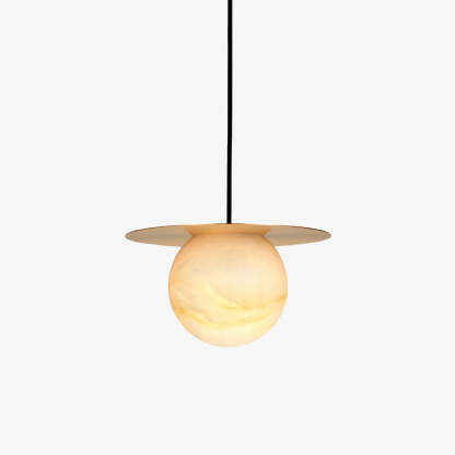 Jade Alabaster Spherical Brass Modern Pendant Light Dining Room
