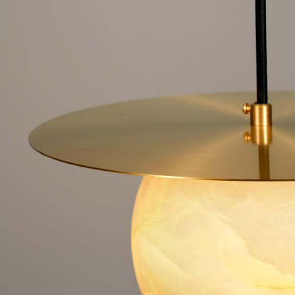 Jade Alabaster Spherical Brass Modern Pendant Light Dining Room