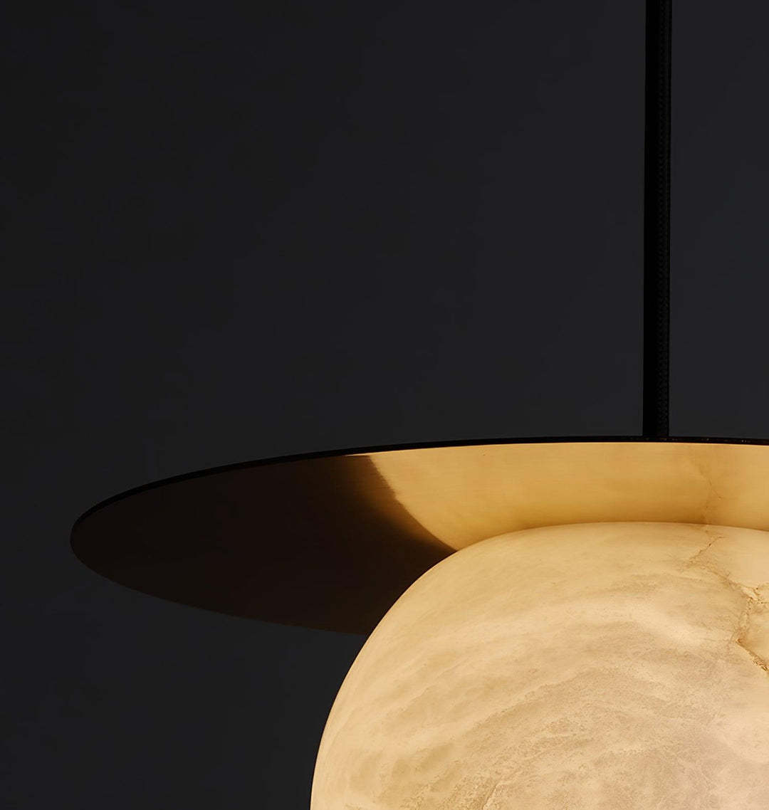 Jade Alabaster Spherical Brass Modern Pendant Light Dining Room