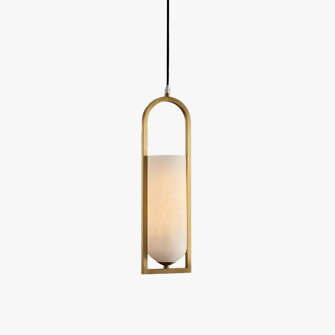 Jade Elegant Alabaster Cylinder Brass Pendant Light Dining Room