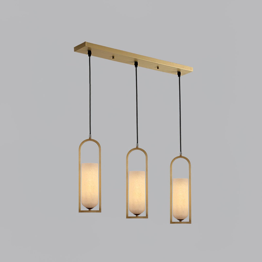 Jade Elegant Alabaster Cylinder Brass Pendant Light Dining Room