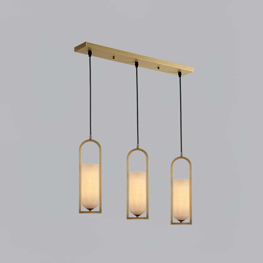 Jade Elegant Alabaster Cylinder Brass Pendant Light Dining Room