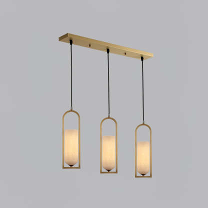 Jade Elegant Alabaster Cylinder Brass Pendant Light Dining Room