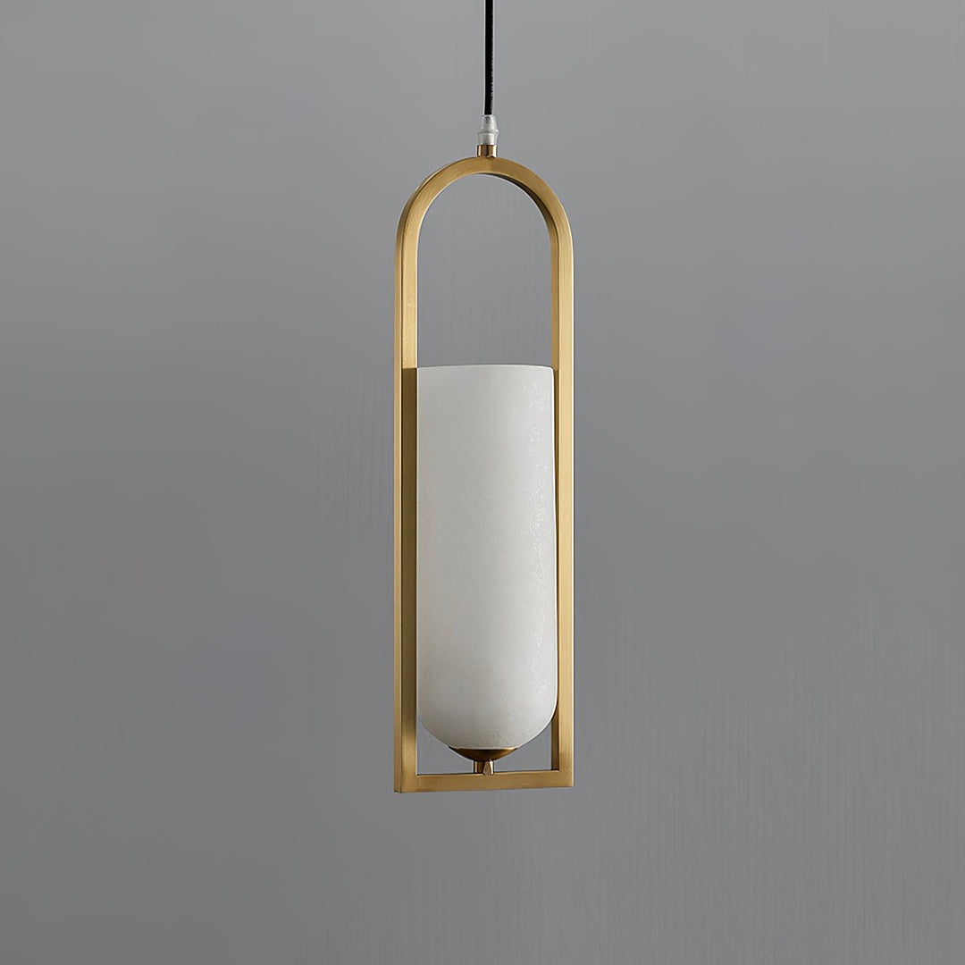 Jade Elegant Alabaster Cylinder Brass Pendant Light Dining Room