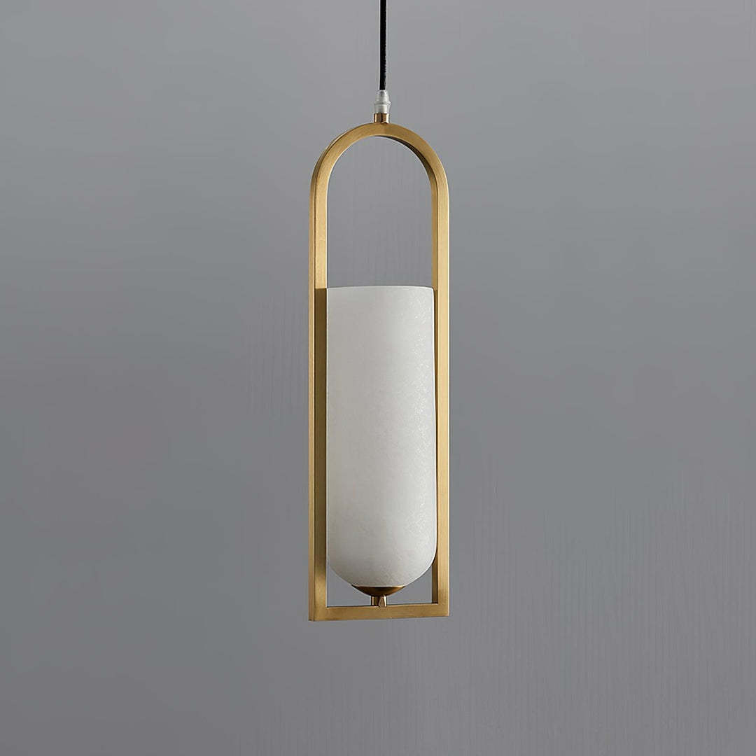 Jade Elegant Alabaster Cylinder Brass Pendant Light Dining Room