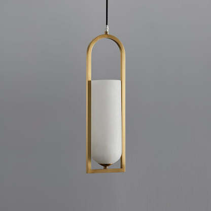 Jade Elegant Alabaster Cylinder Brass Pendant Light Dining Room