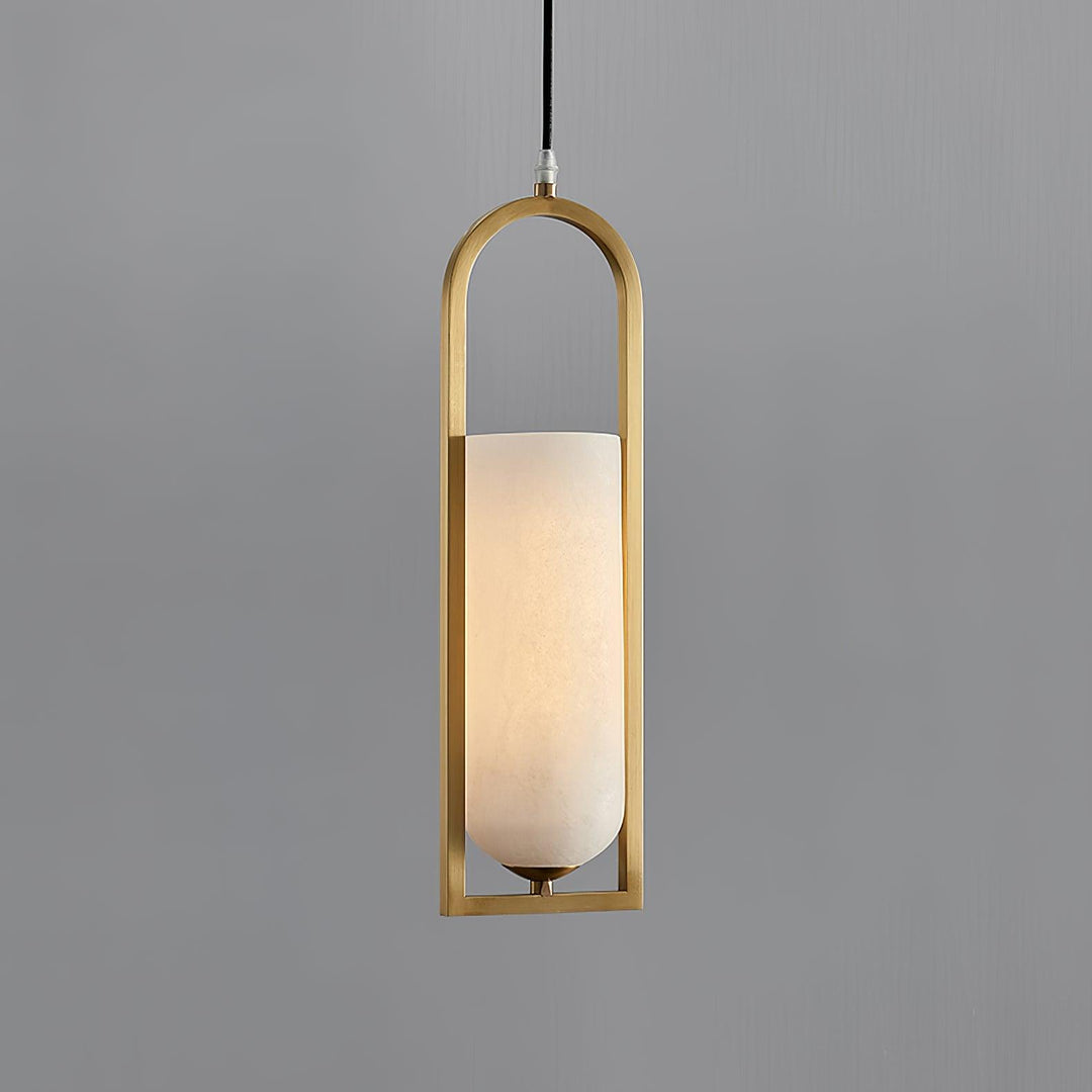 Jade Elegant Alabaster Cylinder Brass Pendant Light Dining Room