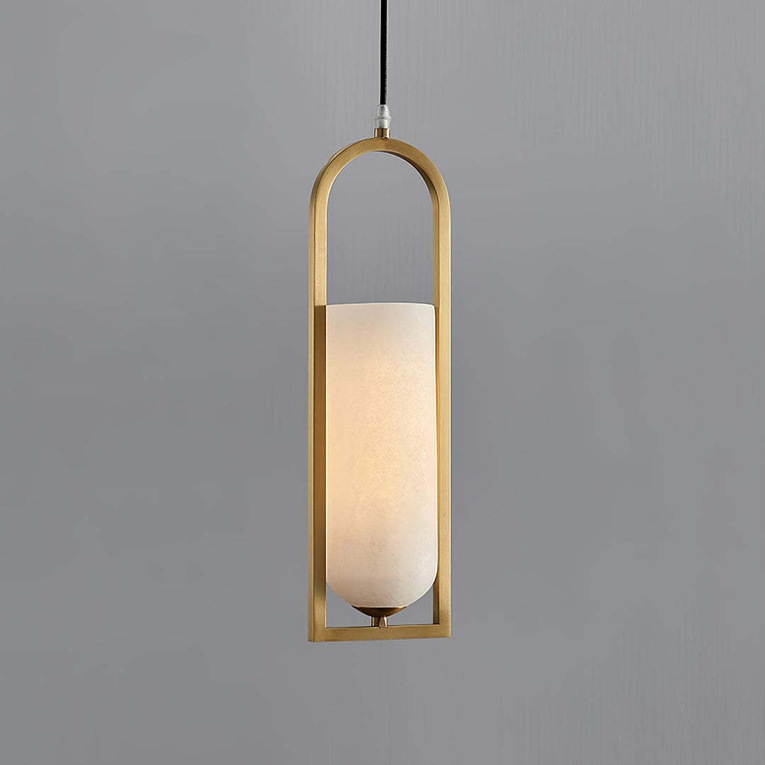 Jade Elegant Alabaster Cylinder Brass Pendant Light Dining Room