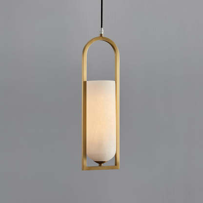 Jade Elegant Alabaster Cylinder Brass Pendant Light Dining Room