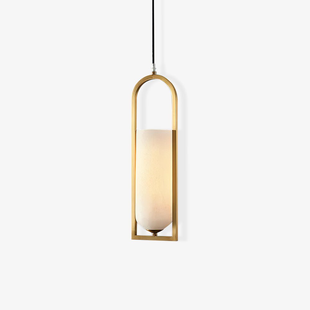 Jade Elegant Alabaster Cylinder Brass Pendant Light Dining Room