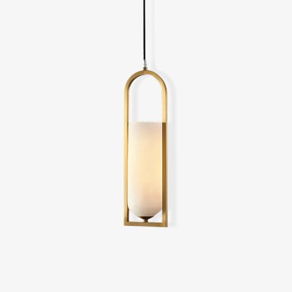 Jade Elegant Alabaster Cylinder Brass Pendant Light Dining Room