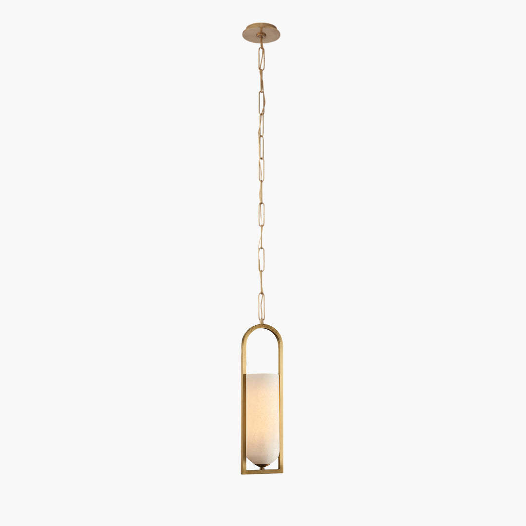 Jade Elegant Alabaster Cylinder Brass Pendant Light Dining Room