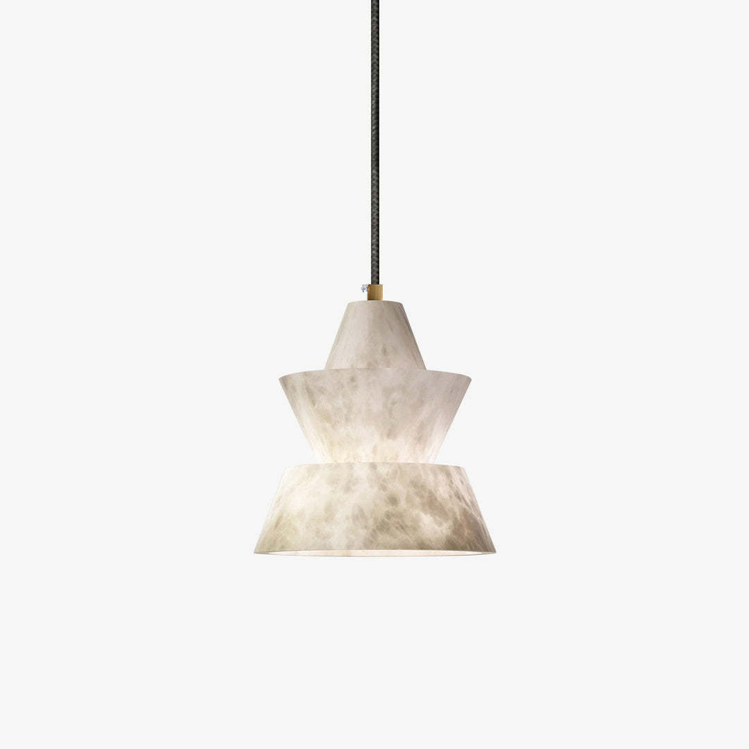 Jade Tiered Sculptural Alabaster Pendant Light Dining Room