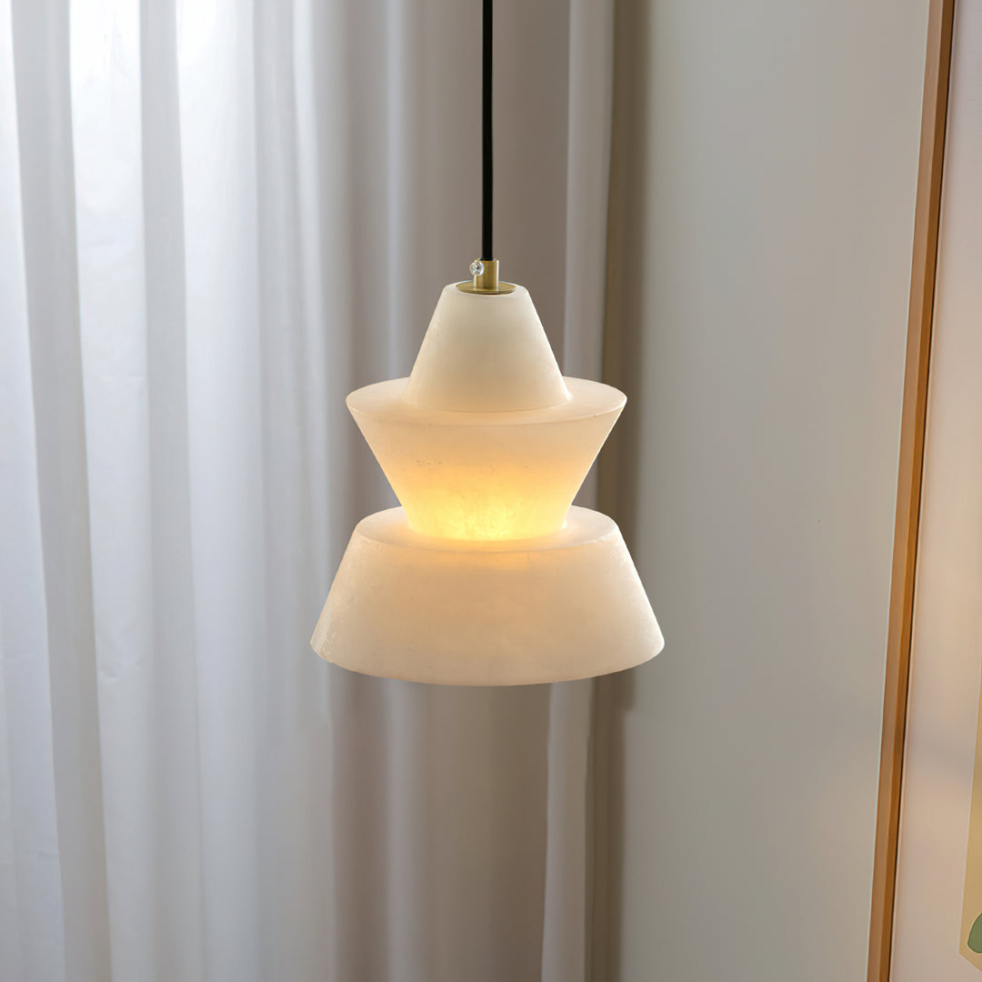 Jade Tiered Sculptural Alabaster Pendant Light Dining Room