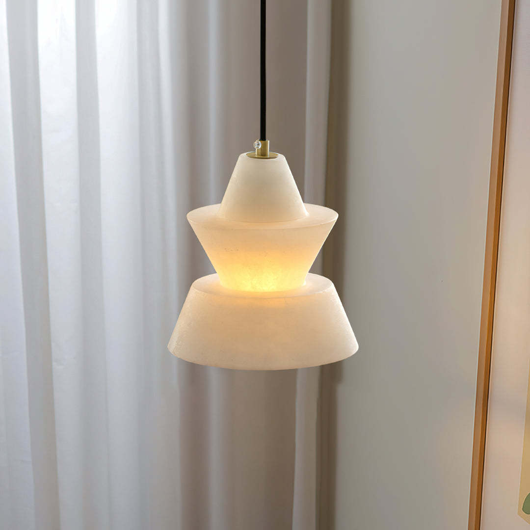 Jade Tiered Sculptural Alabaster Pendant Light Dining Room