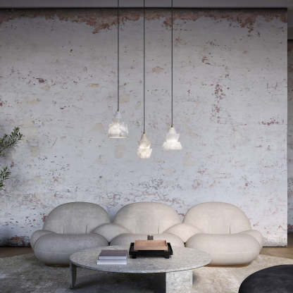 Jade Tiered Sculptural Alabaster Pendant Light Dining Room