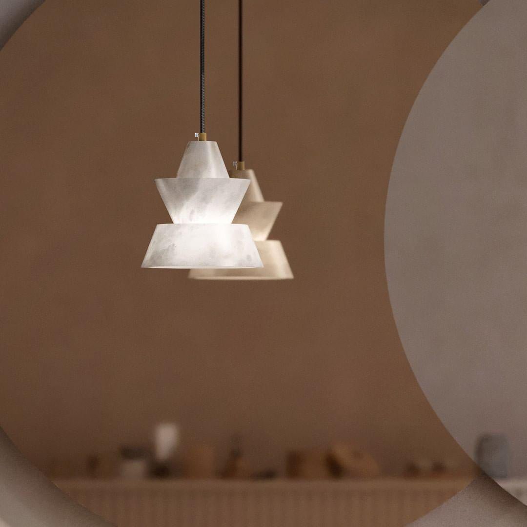 Jade Tiered Sculptural Alabaster Pendant Light Dining Room