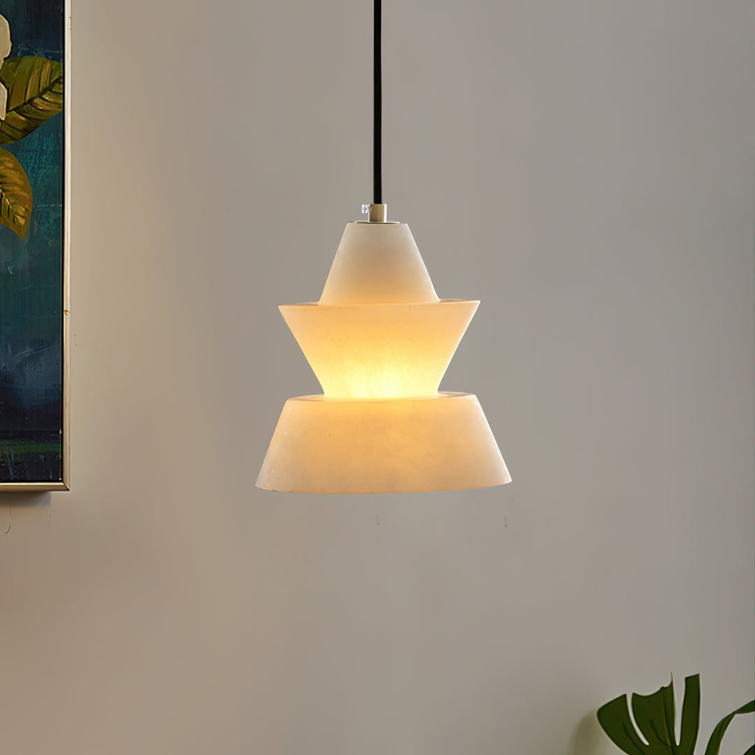 Jade Tiered Sculptural Alabaster Pendant Light Dining Room