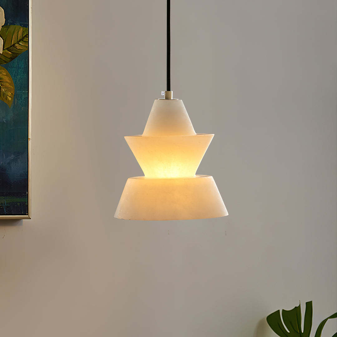 Jade Tiered Sculptural Alabaster Pendant Light Dining Room