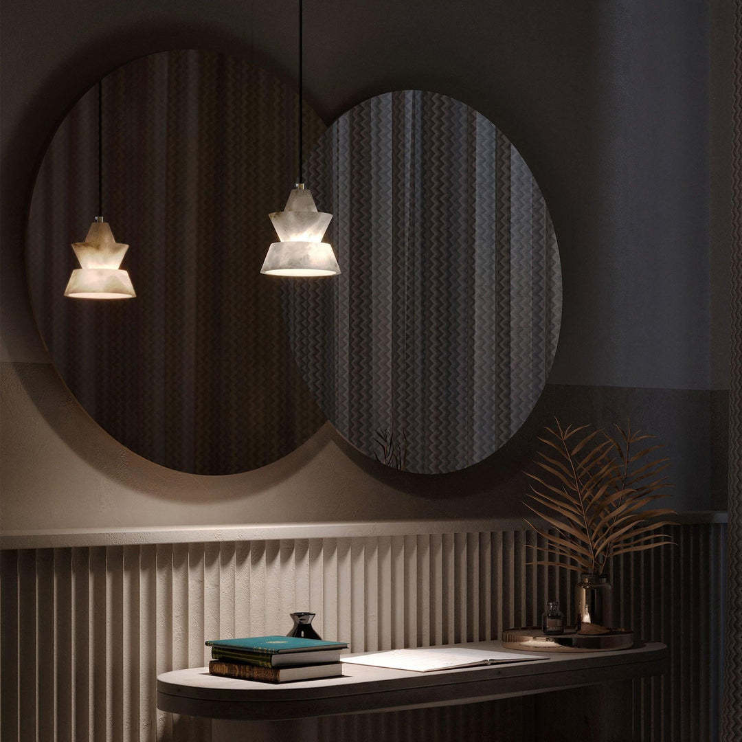 Jade Tiered Sculptural Alabaster Pendant Light Dining Room