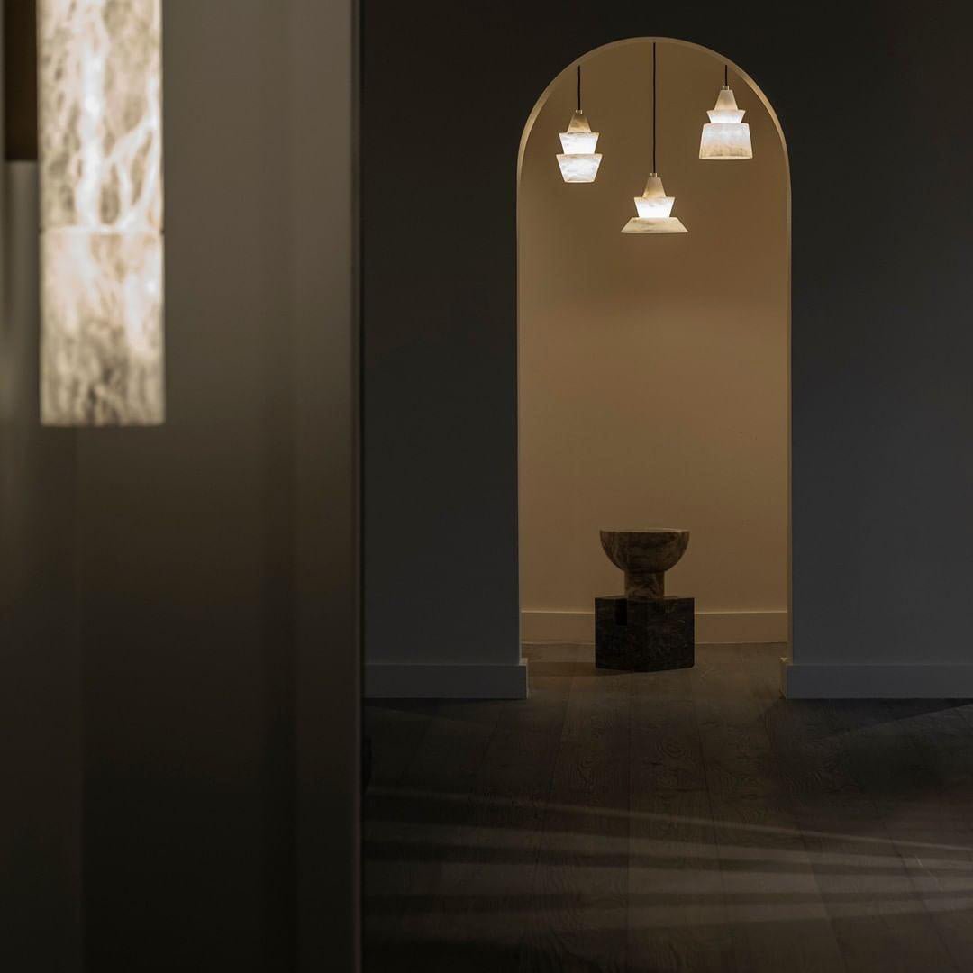 Jade Tiered Sculptural Alabaster Pendant Light Dining Room