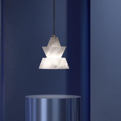 Jade Tiered Sculptural Alabaster Pendant Light Dining Room