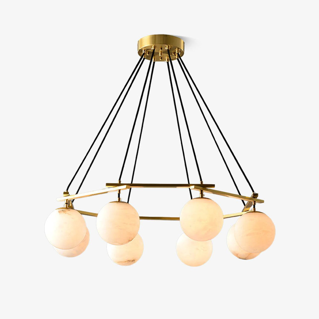 Jade Modern Alabaster Brass Globe Chandelier Dining Room Living Room
