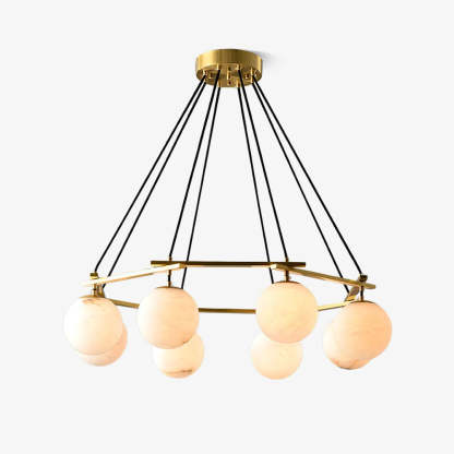 Jade Modern Alabaster Brass Globe Chandelier Dining Room Living Room