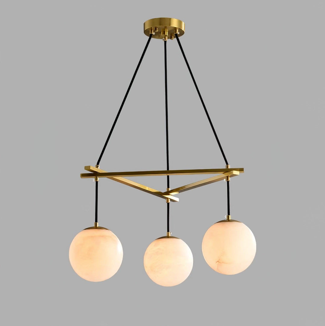 Jade Modern Alabaster Brass Globe Chandelier Dining Room Living Room