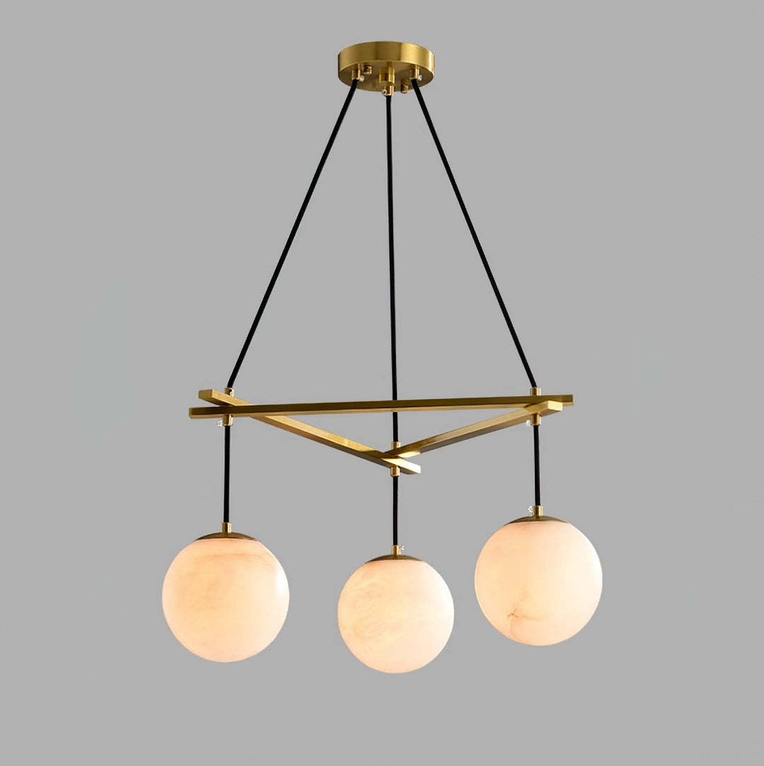 Chandelier Alabaster Globe Modern Dining Room Living Room | Las Sola