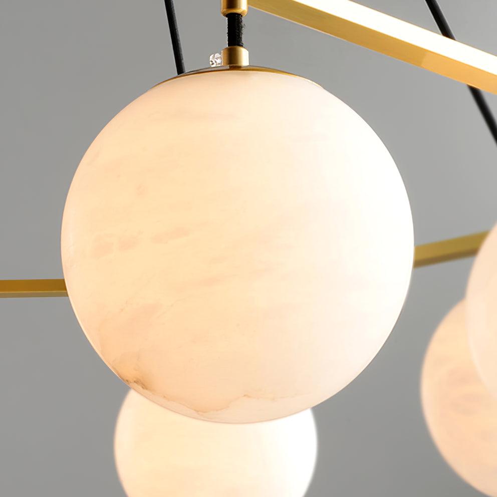 Jade Modern Alabaster Brass Globe Chandelier Dining Room Living Room