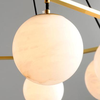 Jade Modern Alabaster Brass Globe Chandelier Dining Room Living Room