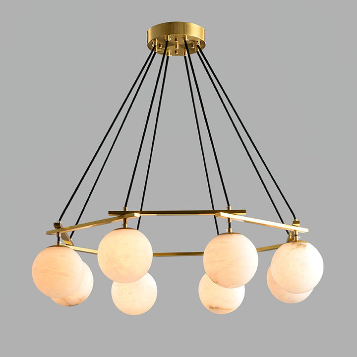 Jade Modern Alabaster Brass Globe Chandelier Dining Room Living Room