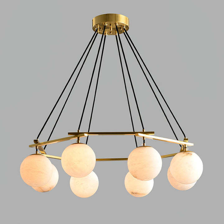 Jade Modern Alabaster Brass Globe Chandelier Dining Room Living Room