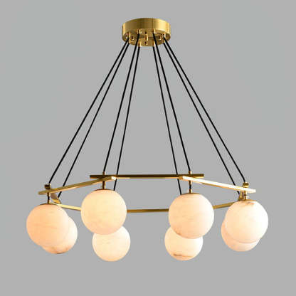 Jade Modern Alabaster Brass Globe Chandelier Dining Room Living Room