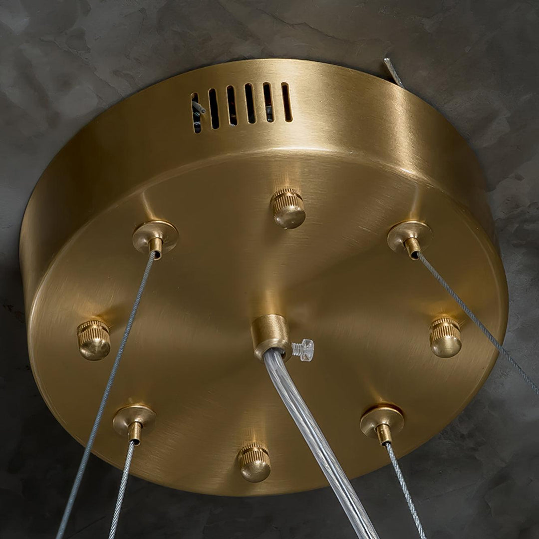 Jade Modern Alabaster Brass Drum Chandelier Dining Room Living Room