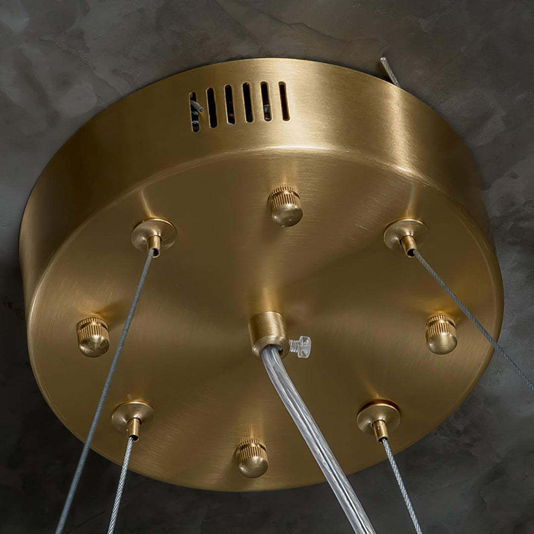 Jade Modern Alabaster Brass Drum Chandelier Dining Room Living Room