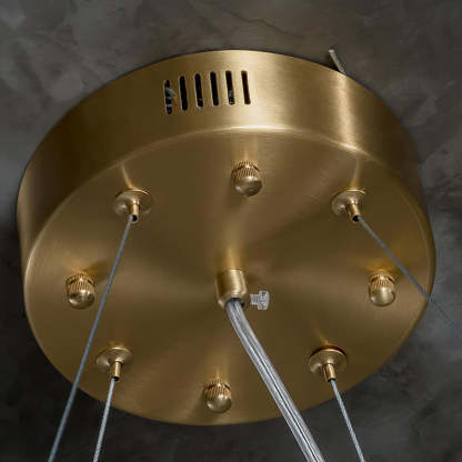 Jade Modern Alabaster Brass Drum Chandelier Dining Room Living Room