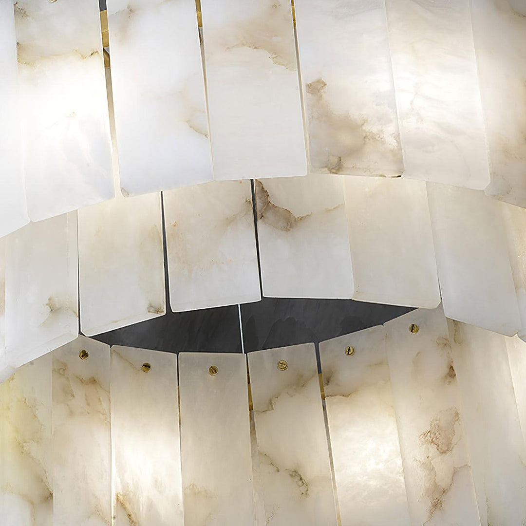 Jade Modern Alabaster Brass Drum Chandelier Dining Room Living Room
