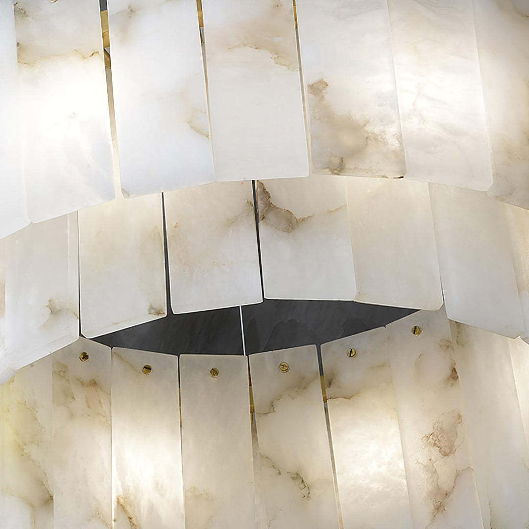 Jade Modern Alabaster Brass Drum Chandelier Dining Room Living Room