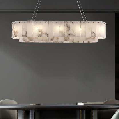 Jade Modern Alabaster Brass Drum Chandelier Dining Room Living Room