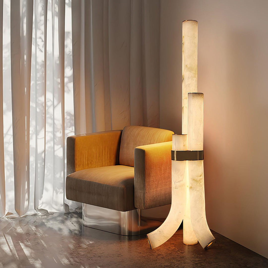 Jade Alabaster Curved Whimsical Floor Lamp Living Room Bedroom
