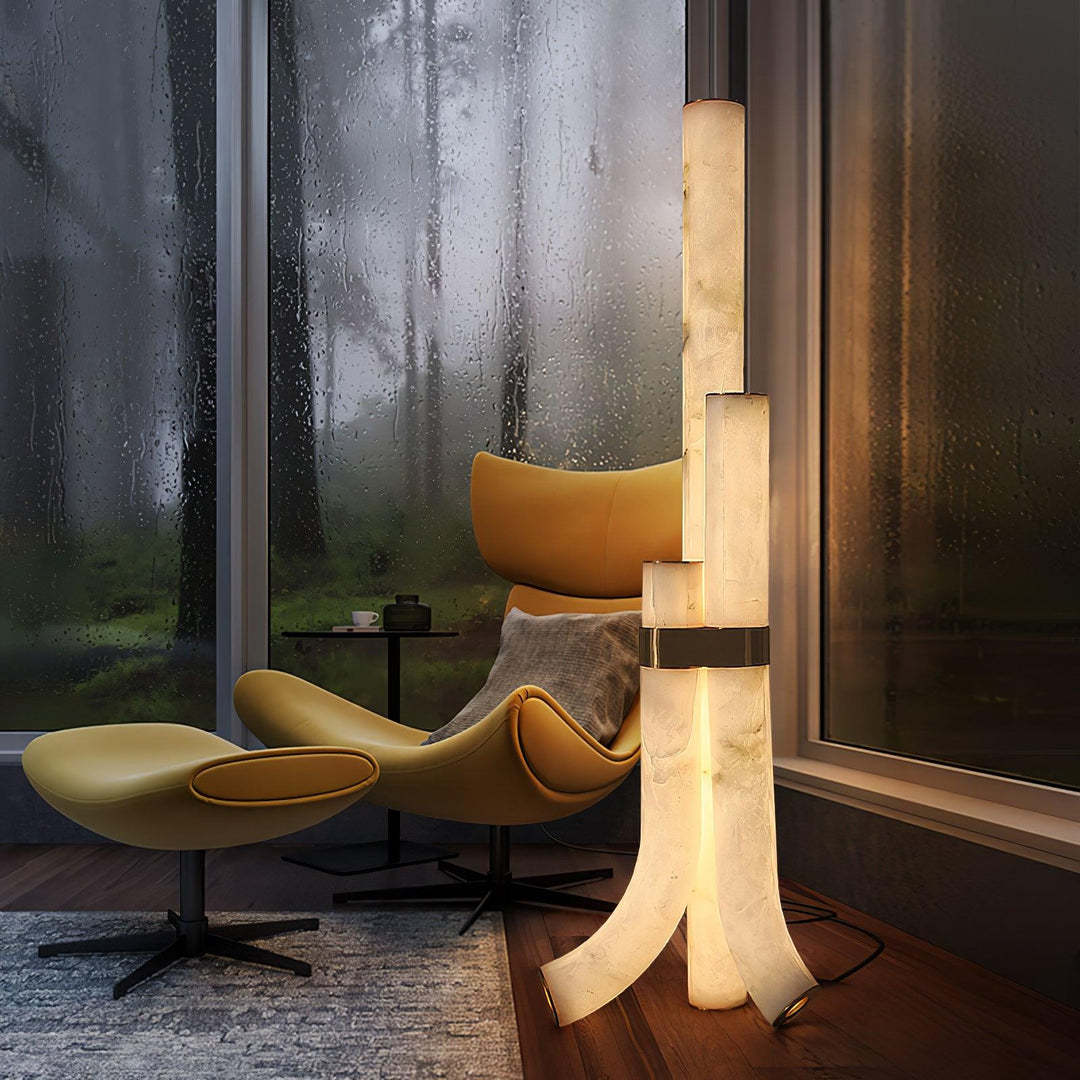 Jade Alabaster Curved Whimsical Floor Lamp Living Room Bedroom