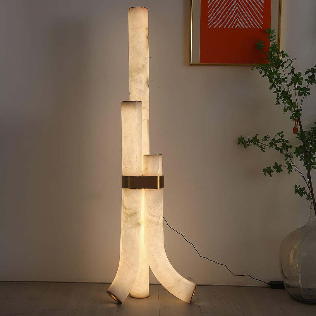 Jade Alabaster Curved Whimsical Floor Lamp Living Room Bedroom